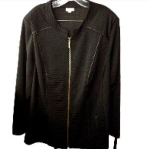 Womens Jacket 30/32 Black Full Zip Avenue Ribbed High Neck Long Sleeve Stretch